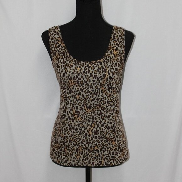 Chico's Size 2 Animal Print Sparkly Accented Top - Picture 6 of 10